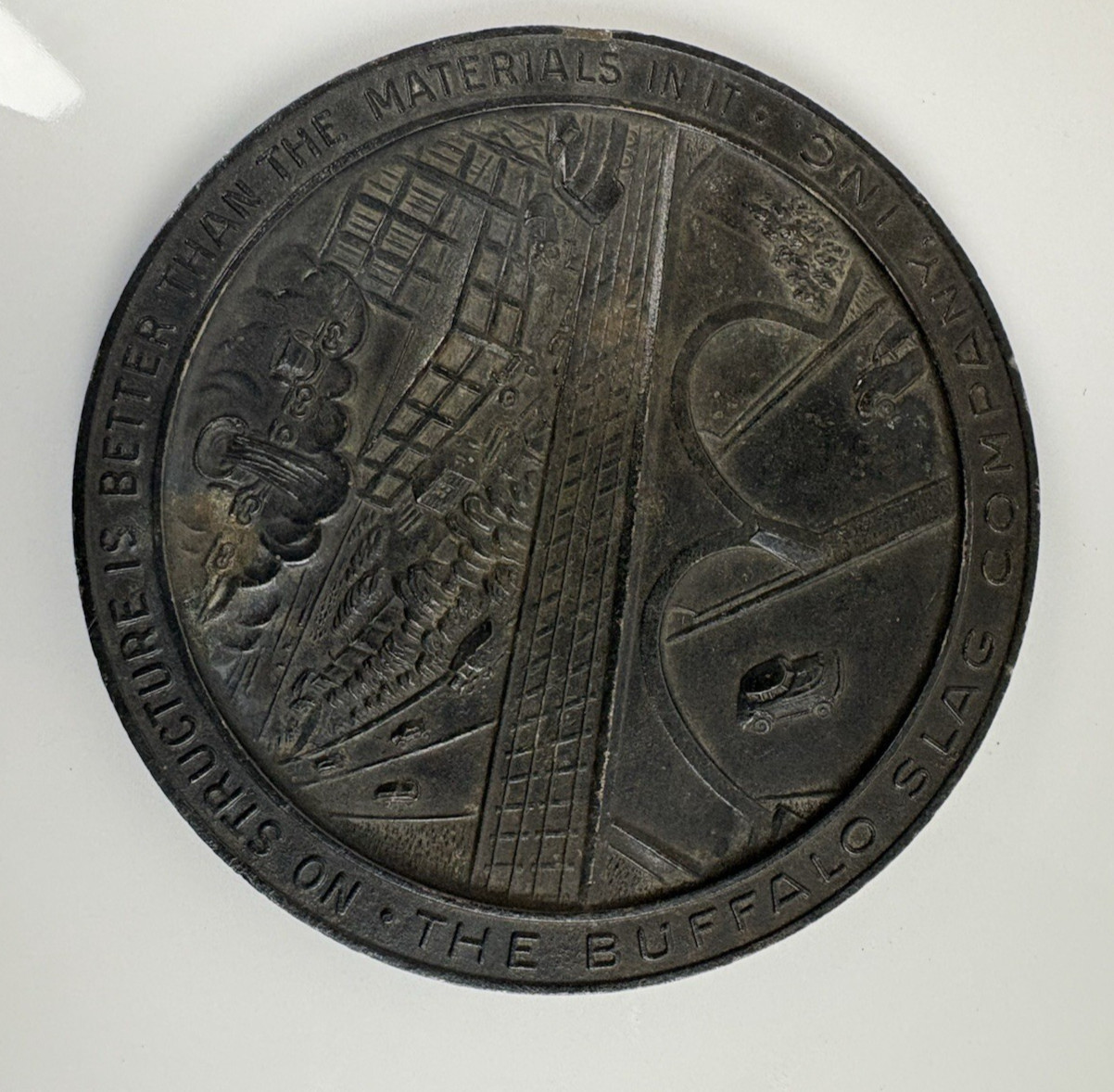 1948 Buffalo Slag Co Buffalo NY Railroadiana Industrial Commemorative Medal 3.5\