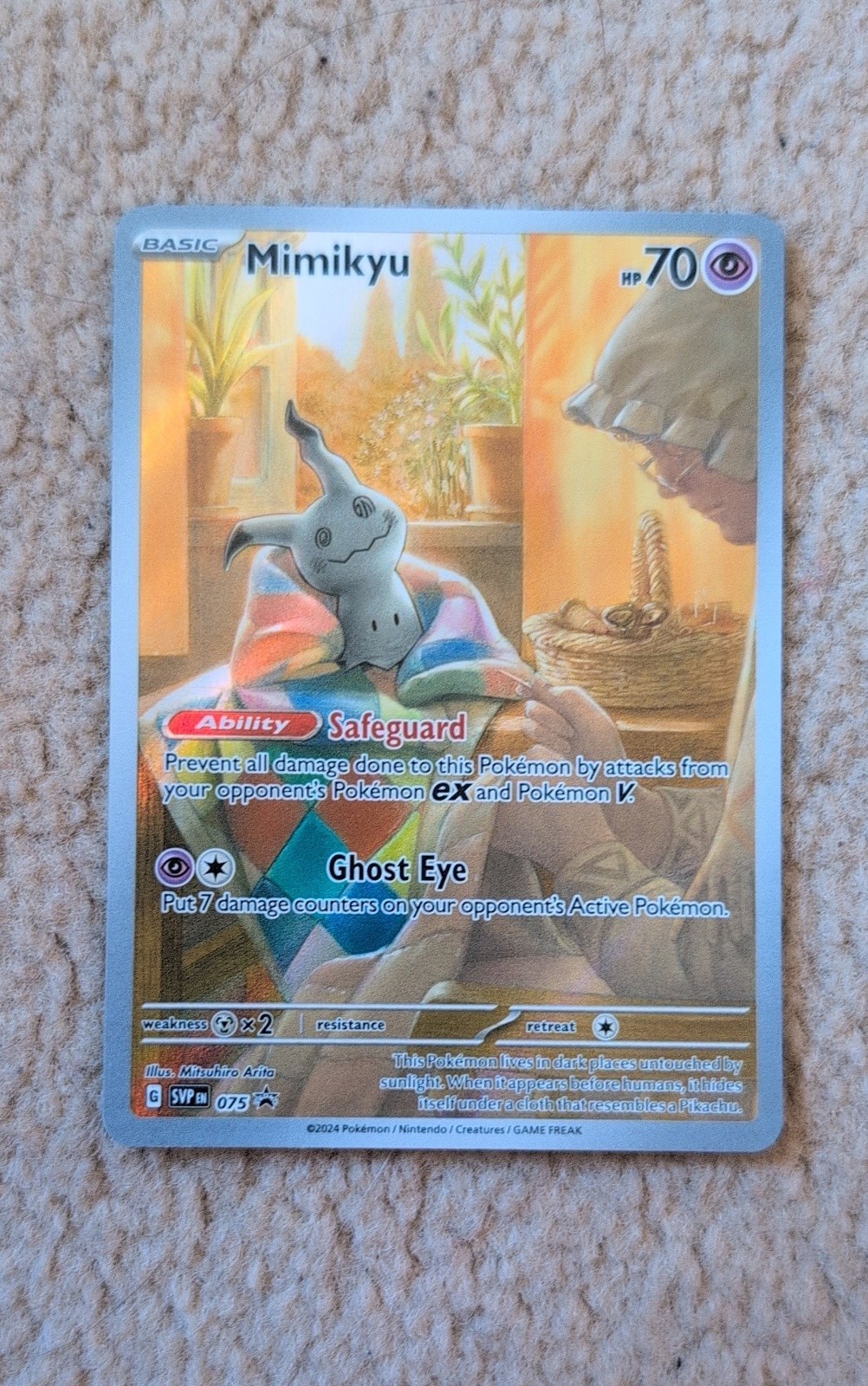 Mimikyu - 075 Pokemon Center Exclusive 075 Sv: Scarlet & Violet Promo Cards Holo Mimikyu - 075 Pokemon Center Exclusive 075 Sv: Scarlet & Violet Promo Cards Holo