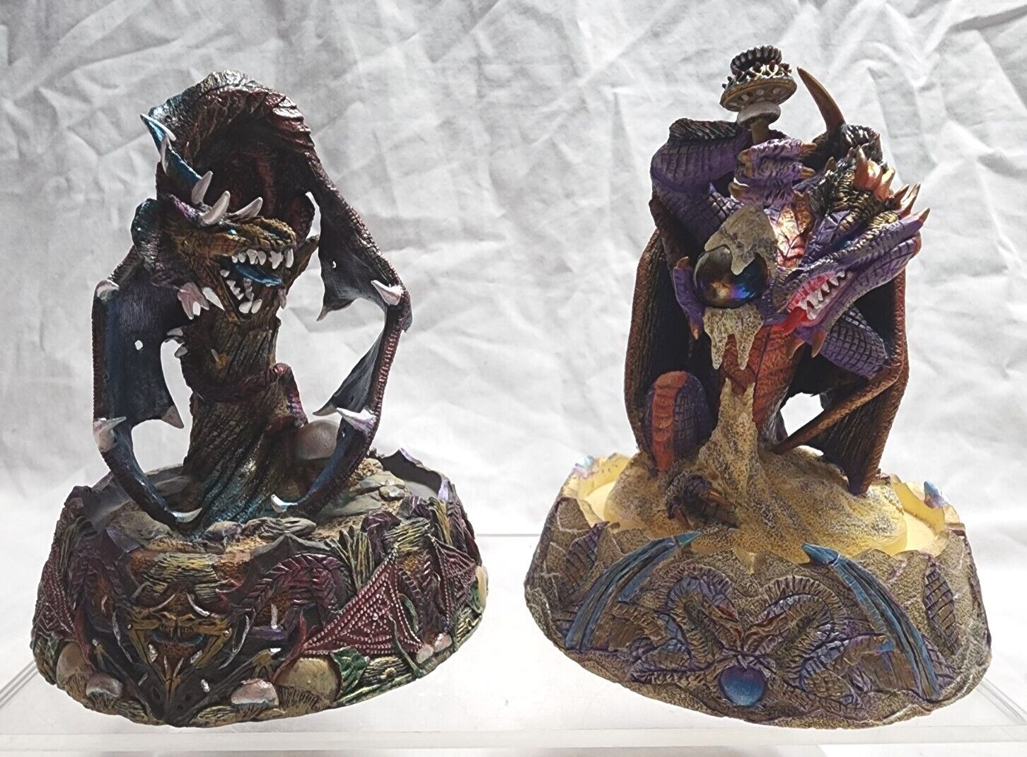 (2) Franklin Mint Michael Whelan Dragon Figurines DragonWish & DragonFate - EX