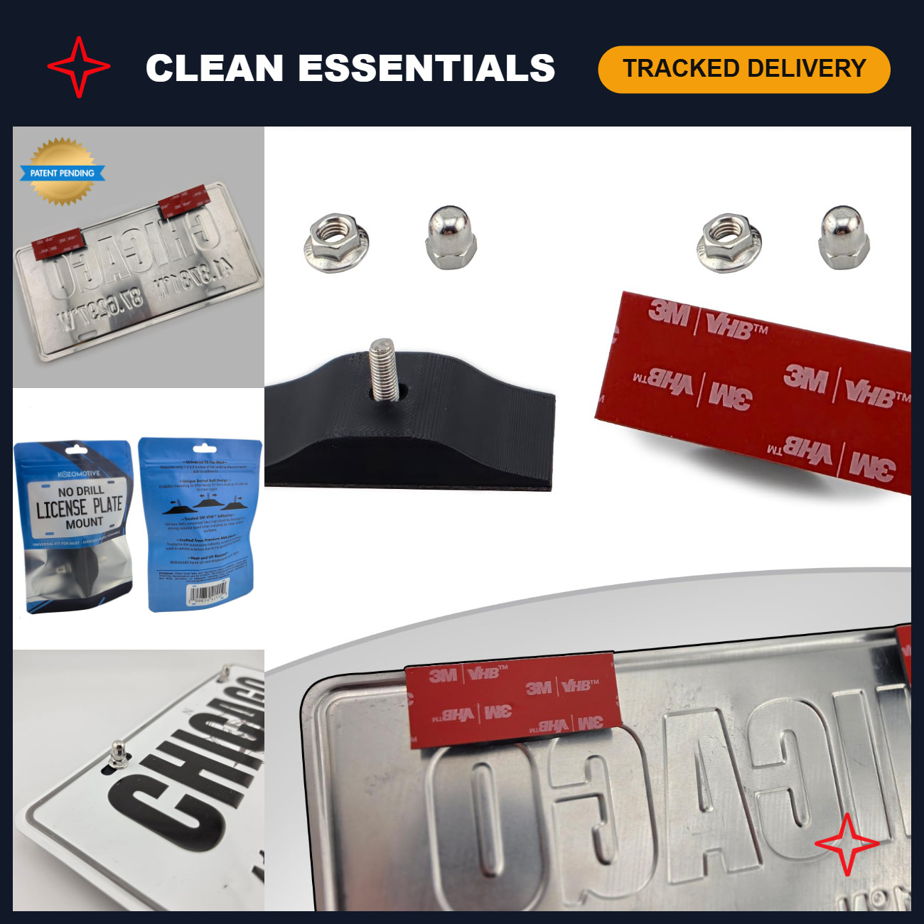 Universal No Drill License Plate Mount - Heavy Duty Adhesive, Fits Most Vehicles Universal No Drill License Plate Mount - Heavy Duty Adhesive, Fits Most Vehicles