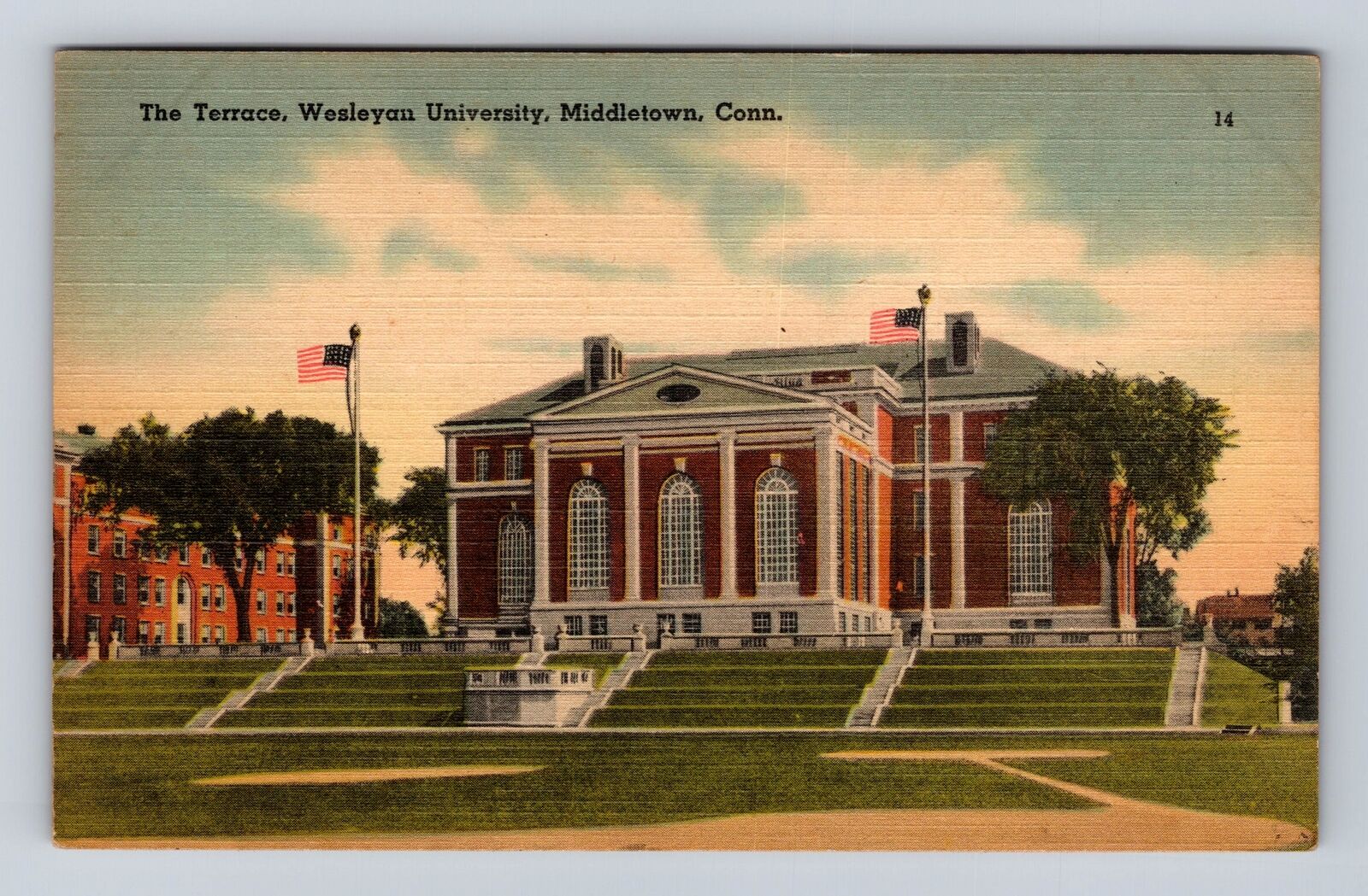 Middletown CT-Connecticut, Wesleyan University, Terrace Vintage Postcard