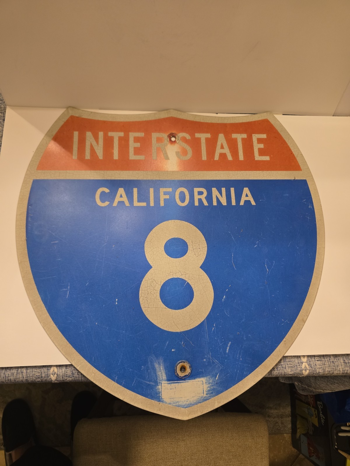 Vintage Authentic California Interstate 8 Heavy Steel Porcelain Sign Shield 24\