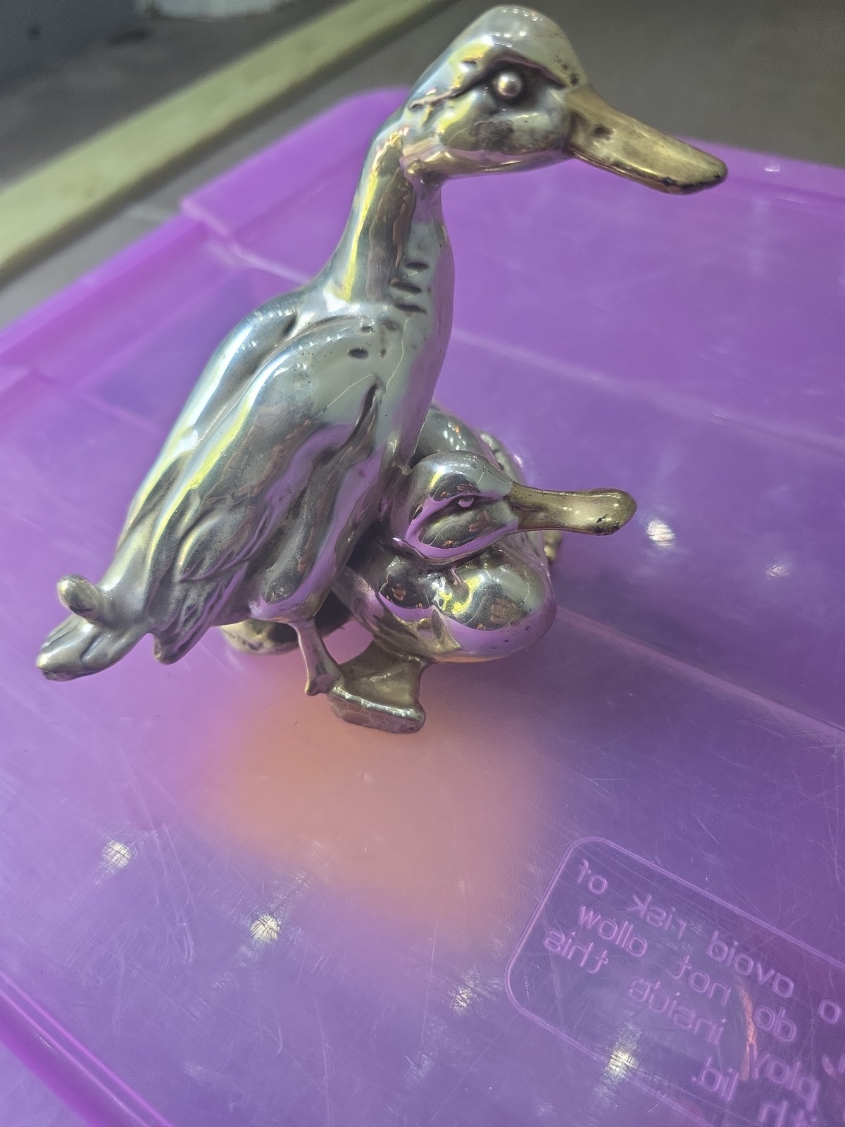Vintage D\'Argenta Silver Plated Ducks Figurine Sculpture Mexico