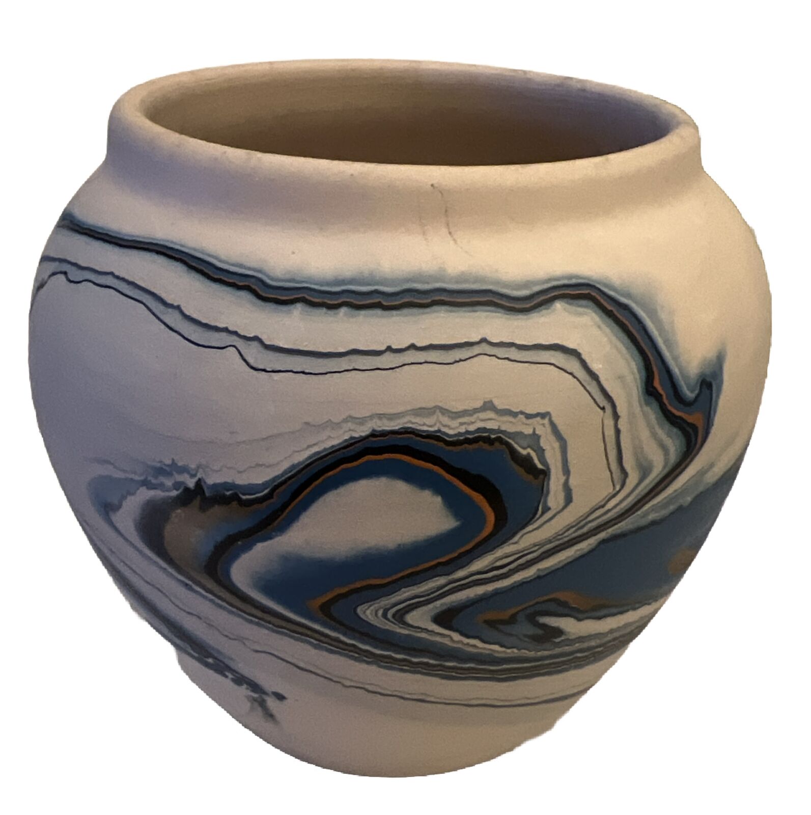 NEMADJI POTTERY Small Swirl / Vase, Blue/Tan