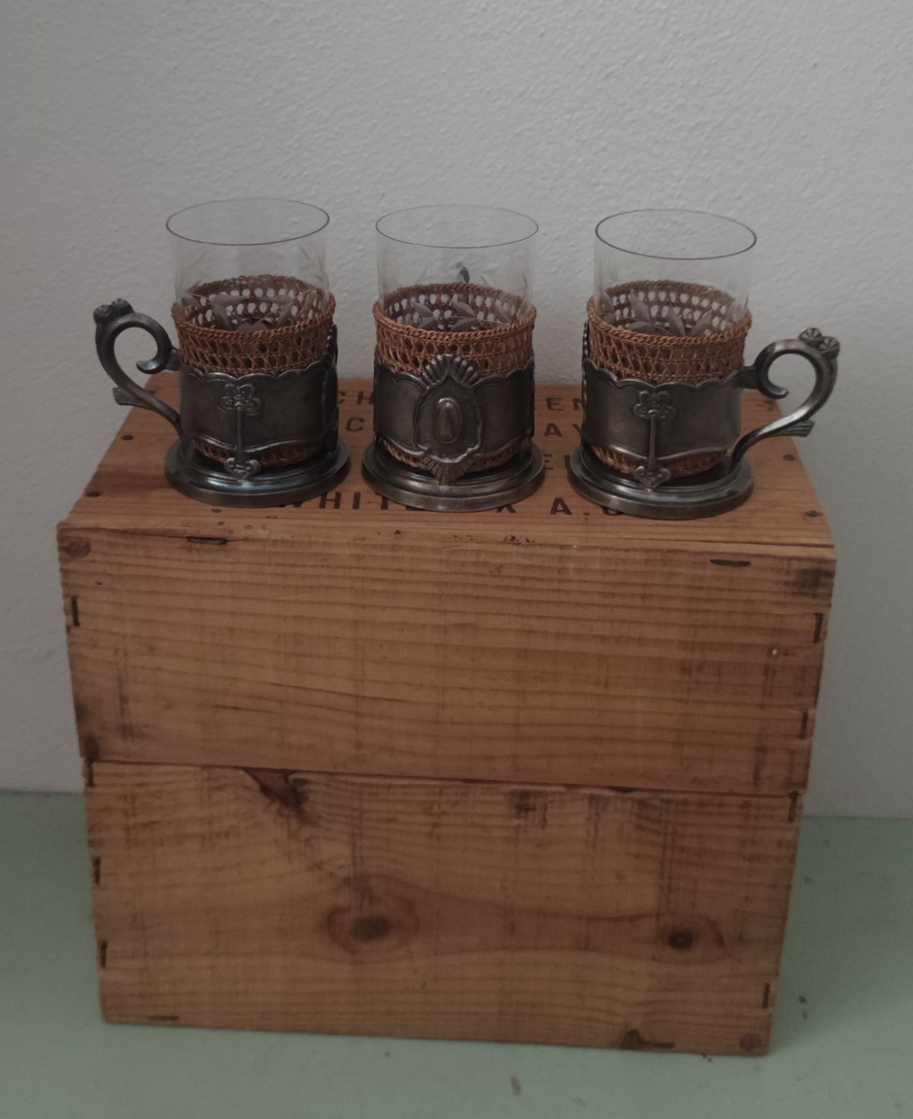 Antique Middle Eastern Tea Glass Holders “Warsaw-Making” Warsaw Alloy Antique Middle Eastern Tea Glass Holders “Warsaw-Making” Warsaw Alloy