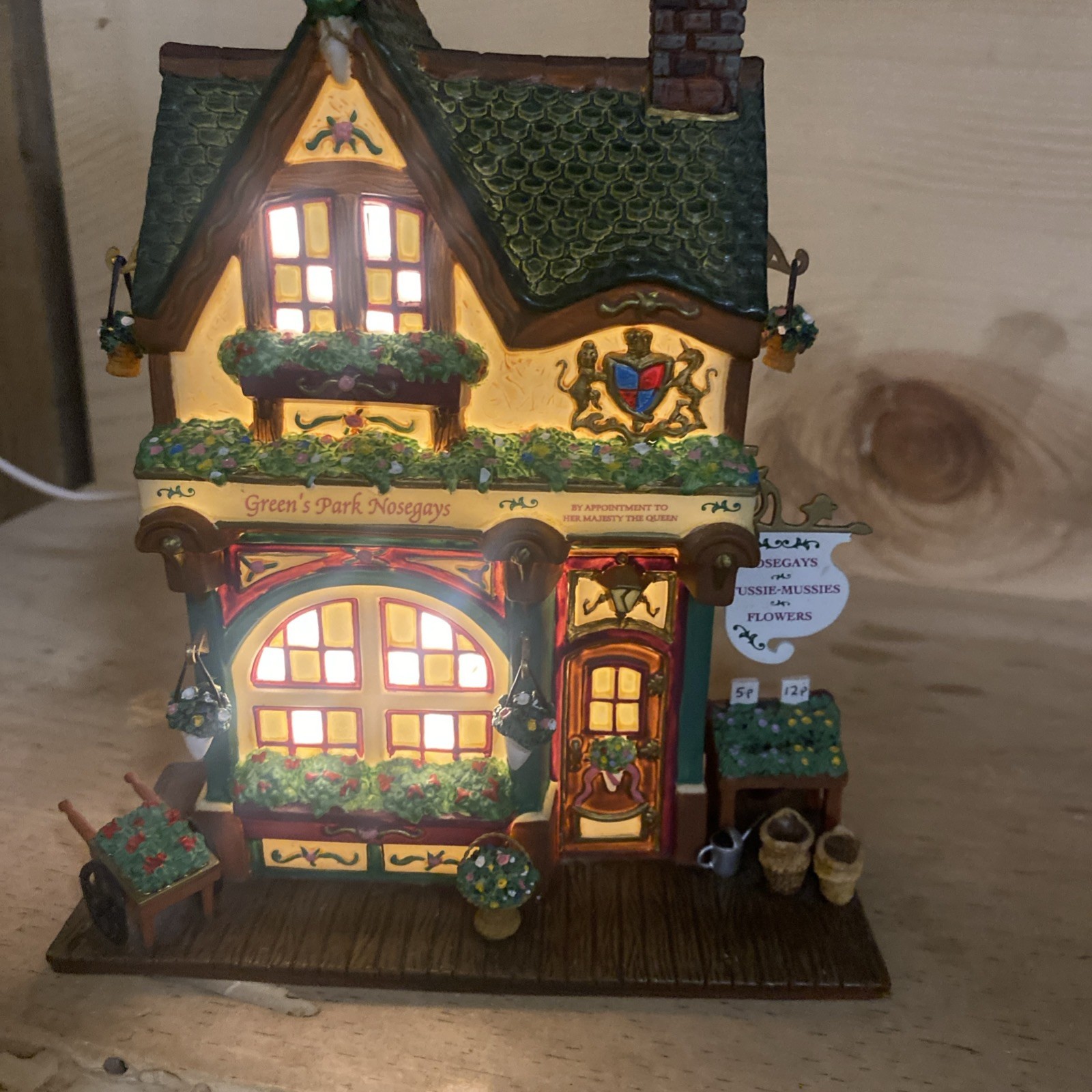 Vtg Dept 56 “Green’s Park Nosegays” Lit Porcelain Victorian House RARE no box 
