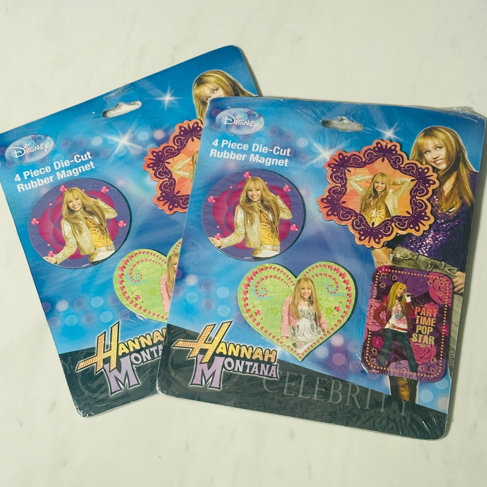 Disney Hannah Montana 4-Piece Die-Cut Rubber Magnet Set Rare  NEW Lot of 2