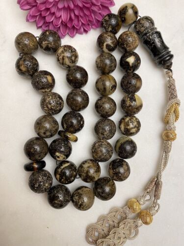 Vintage/Antique Natural Amber Islamic Rosary 33 Prayer Beads 57g
