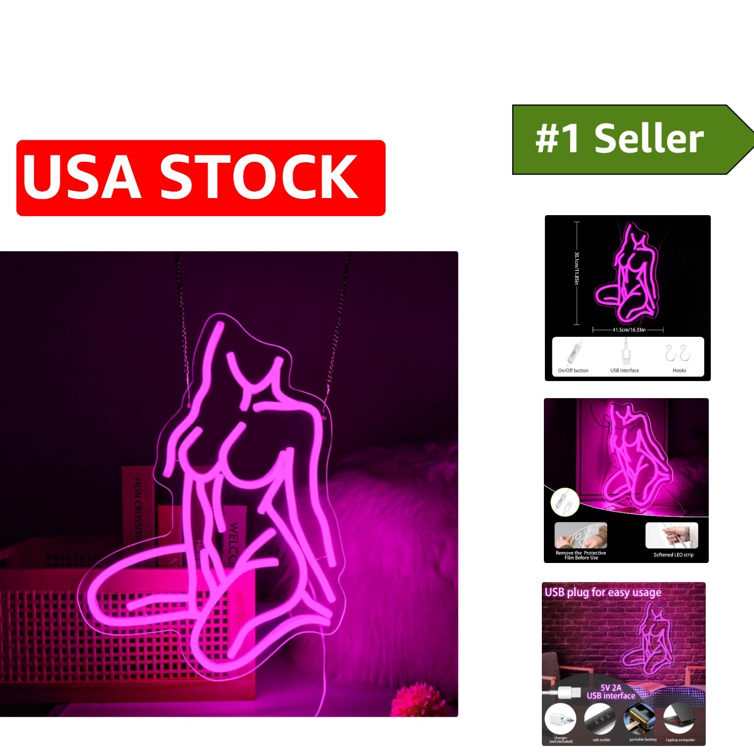 Chic Pink LED Neon Sign - 'Sexy Lady' for Bars, Parties, and Bedrooms