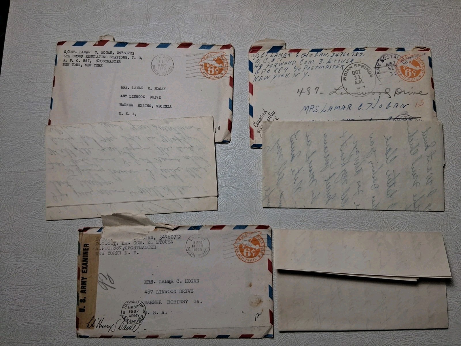 vintage WW2 Sgt Lamar Hogan Love Letters To Wife