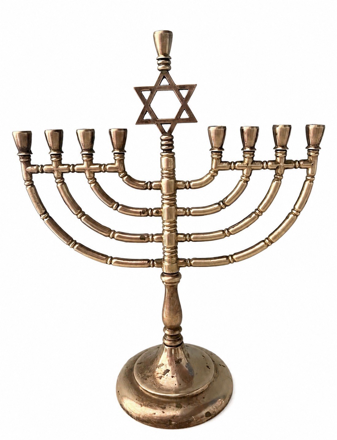 Hanukkah Menorah Jewish Judaica Israel Vintage Brass Chanukah Candle Holder