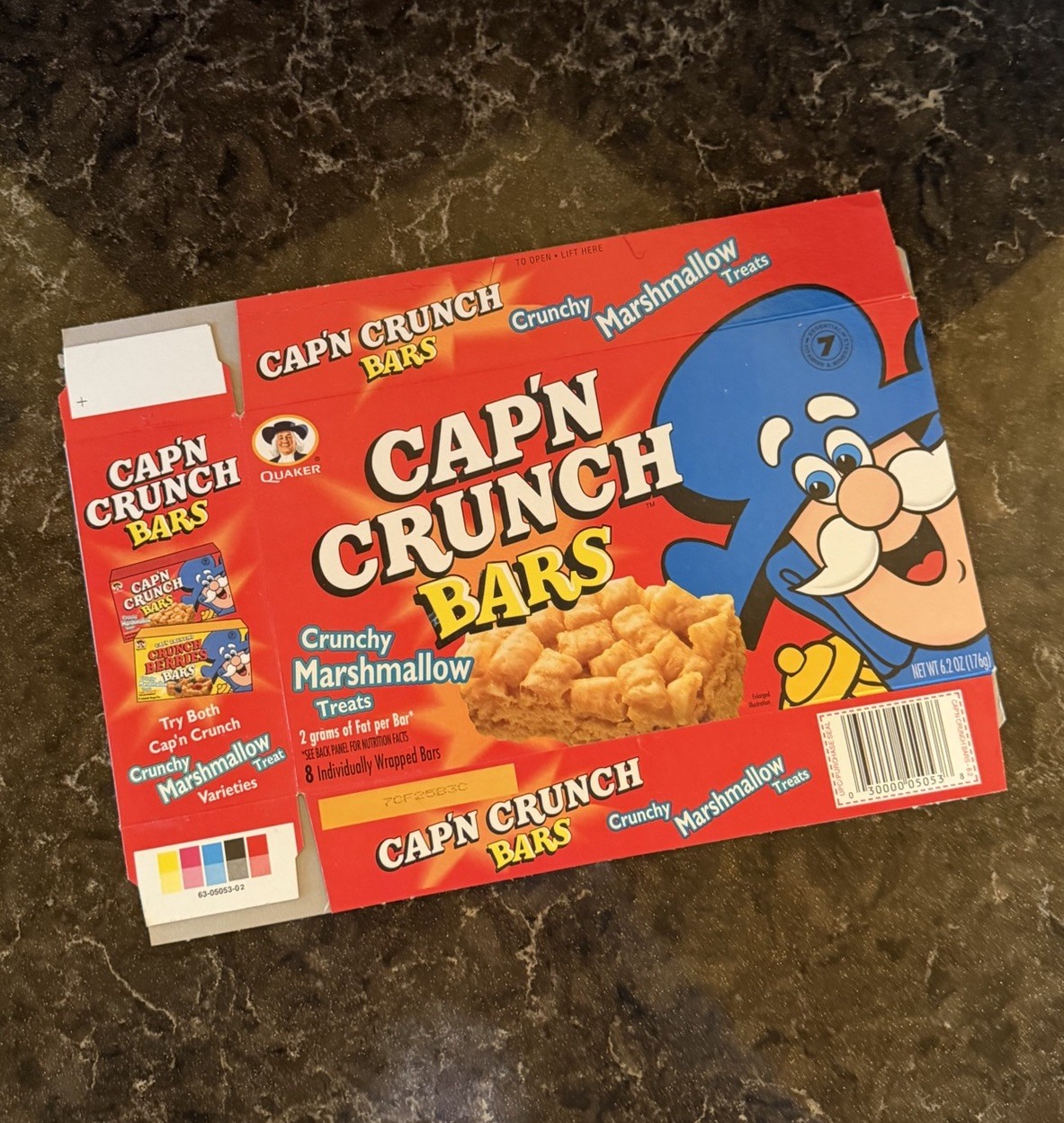 RARE Vintage 1997 CAP\'N CRUNCH CEREAL BARS Snack Product Box - Empty Flattened RARE Vintage 1997 CAP\'N CRUNCH CEREAL BARS Snack Product Box - Empty Flattened