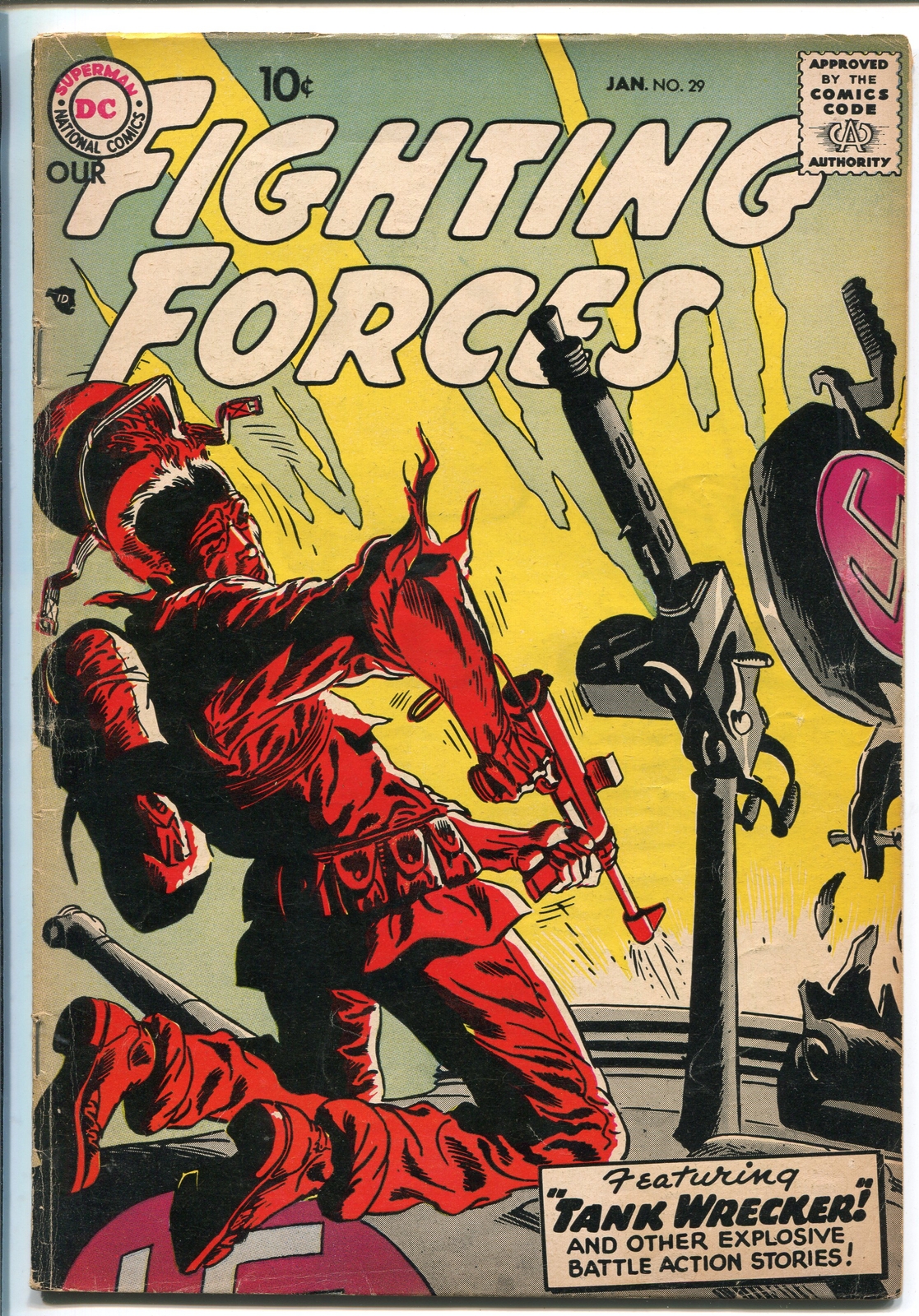 OUR FIGHTING FORCES #29-1957-DC-SILVER AGE-TANK WRECKER-VIOLENT-JOE KUBERT-fn-