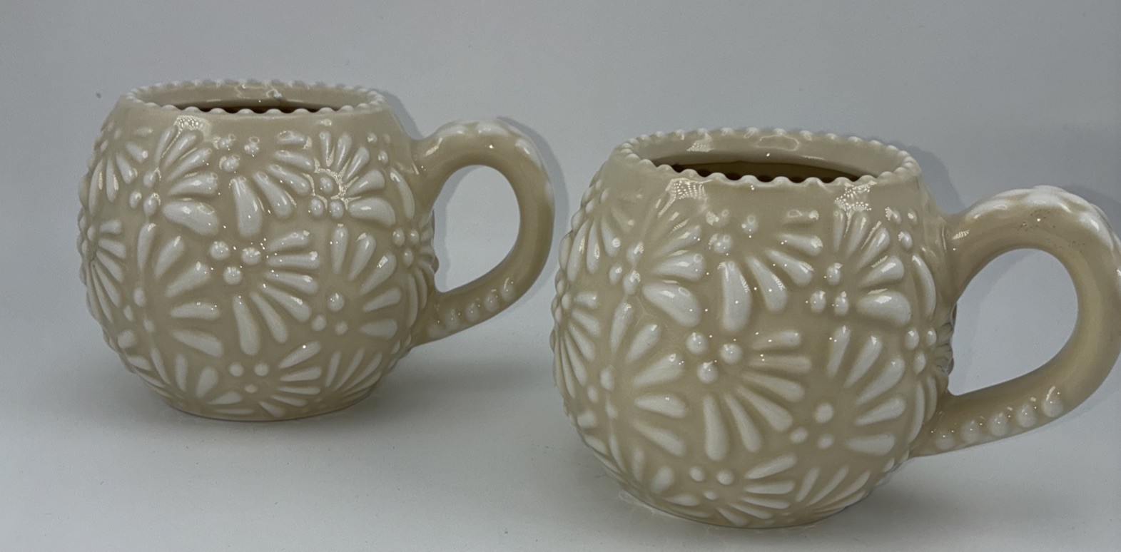 LemonRoad 2 Pk Mexican Pottery Coffee Mugs 12 oz