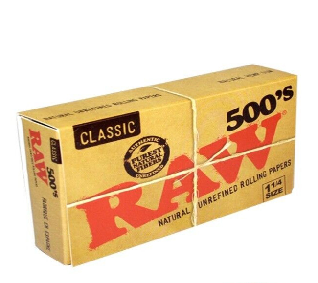Raw 1 1/4 Rolling Papers Classic Unrefined 500 LVS/PK 500\'s *USA SHIPPED*