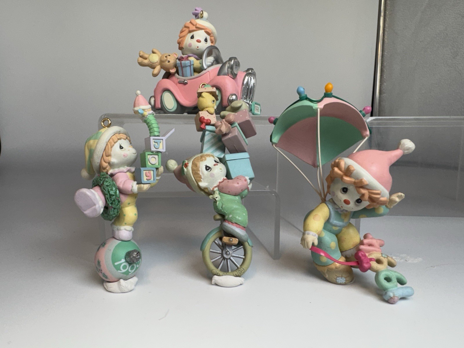Precious Moments 4 Clown Ornaments