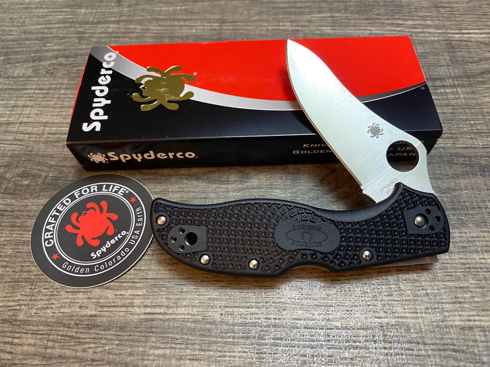 Spyderco Stretch 2 Lightweight Folding Knife, Black FRN Handles C90PBK2
