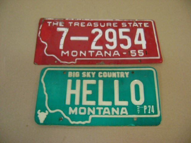 Montana license plates  1955 & 1974 vanity license plate