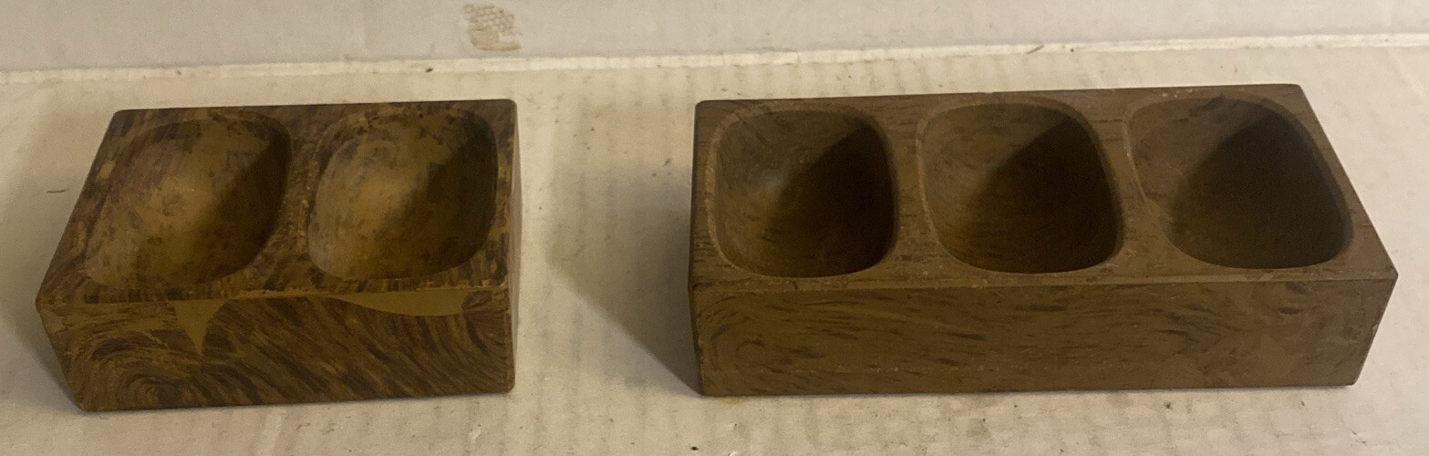 ANTQ 2 Marble Double & Triple Inkwells Paragon Frank A. Weeks MFG Co. NY 1911