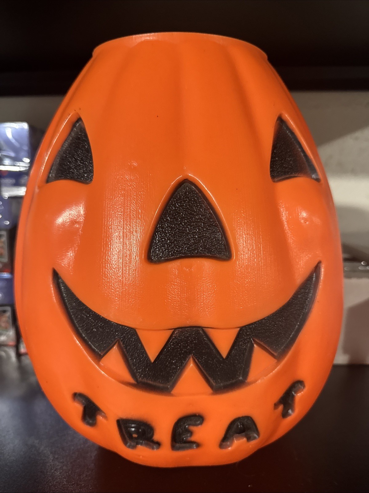 Vintage 1960s Empire Double Sided Trick Treat Pumpkin Blow Mold Candy Bucket