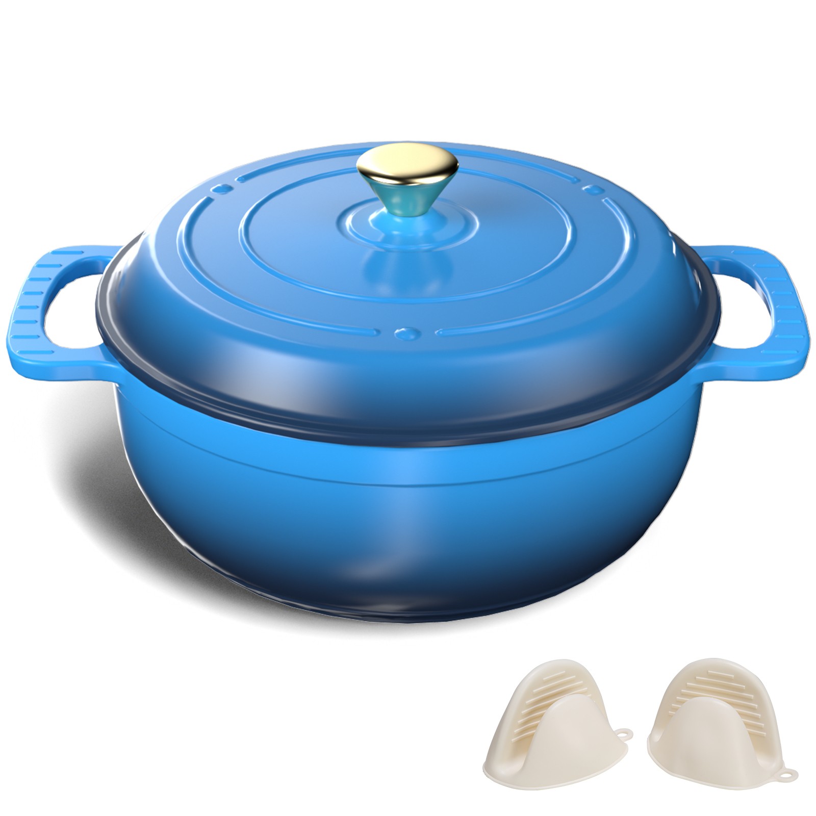 7.5QT Enameled Cast Iron Dutch Oven Heavy Duty Dual Enamel Coating FDA Certified
