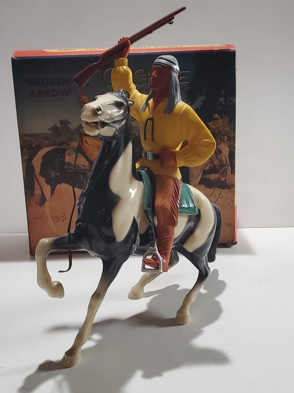 1950's Hartland Chief Cochise Broken Arrow Figure Pinto Horse Toy w/Box 816