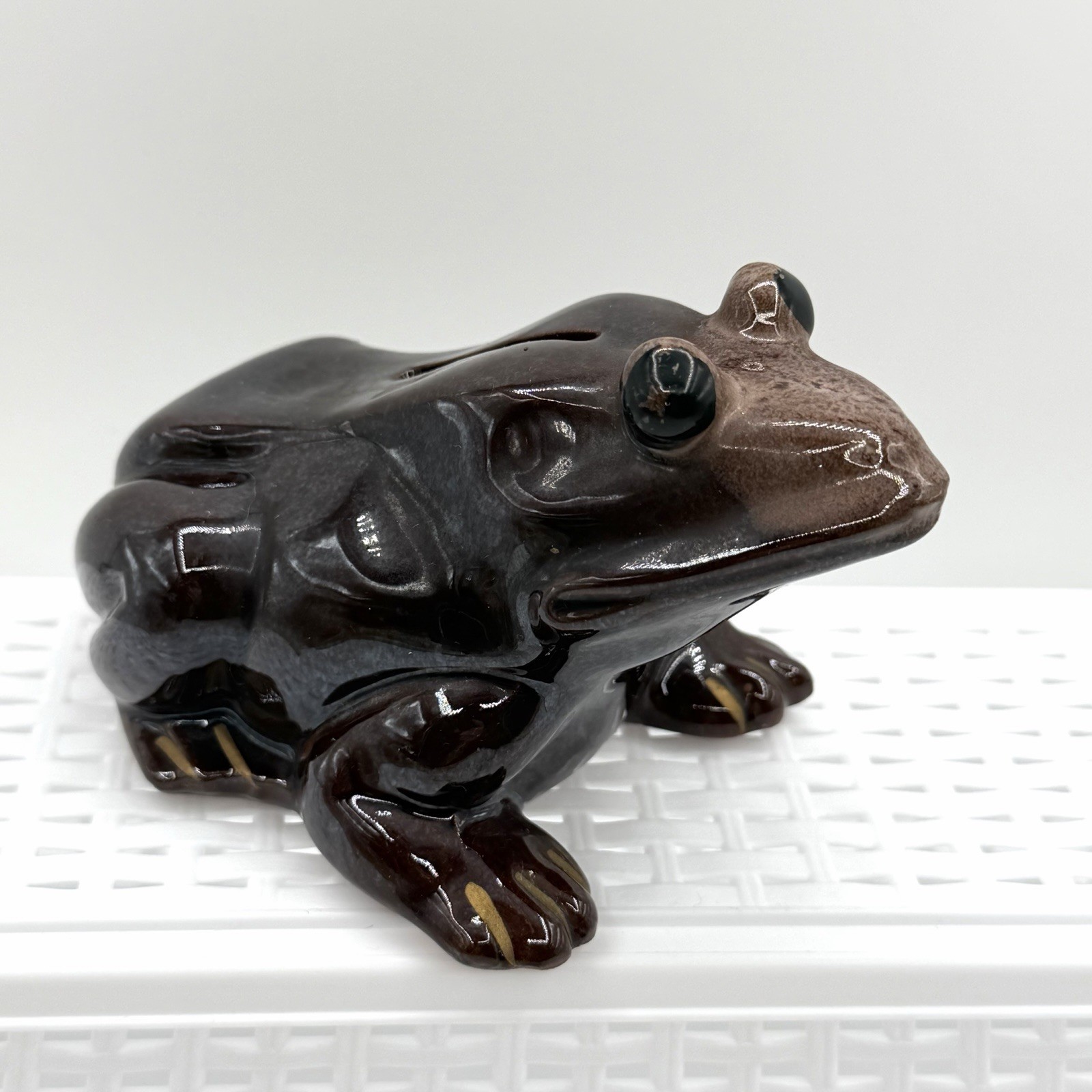 Vintage 1960’s Japan Frog Bank Ceramic Glaze Coin EUC
