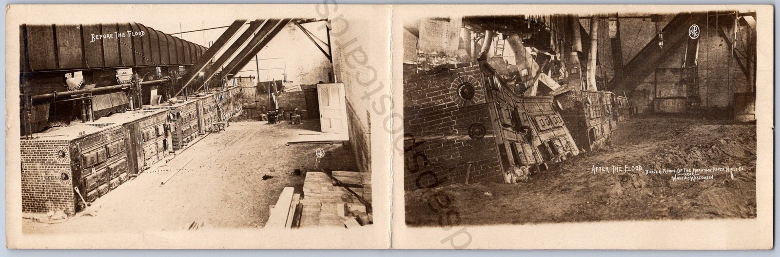 K45/ Wausau Wisconsin RPPC Postcard c10 Marathon Paper Mill Flood 2-Panel 88 K45/ Wausau Wisconsin RPPC Postcard c10 Marathon Paper Mill Flood 2-Panel 88