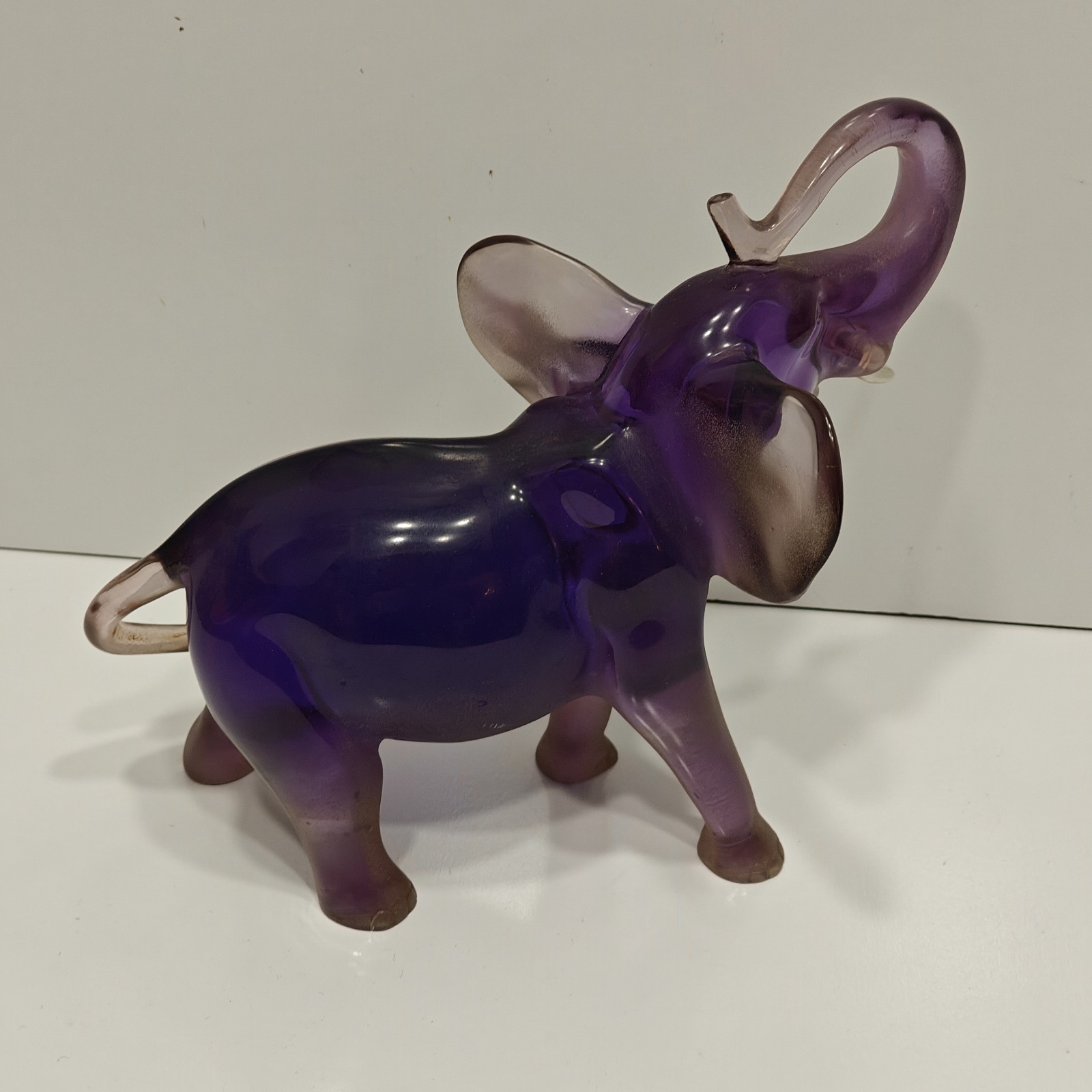 Vintage 1991 J. Boiros Amethyst Purple Kalonite Elephant Sculpture Signed LE...
