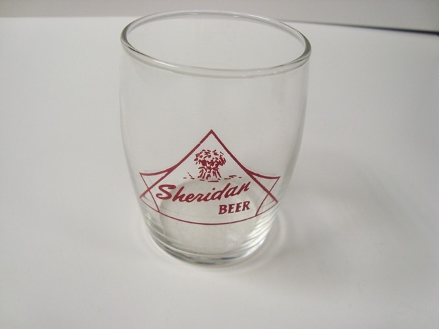 Circa 1960s Sheridan Beer Enameled Barrel Glass, Wyoming