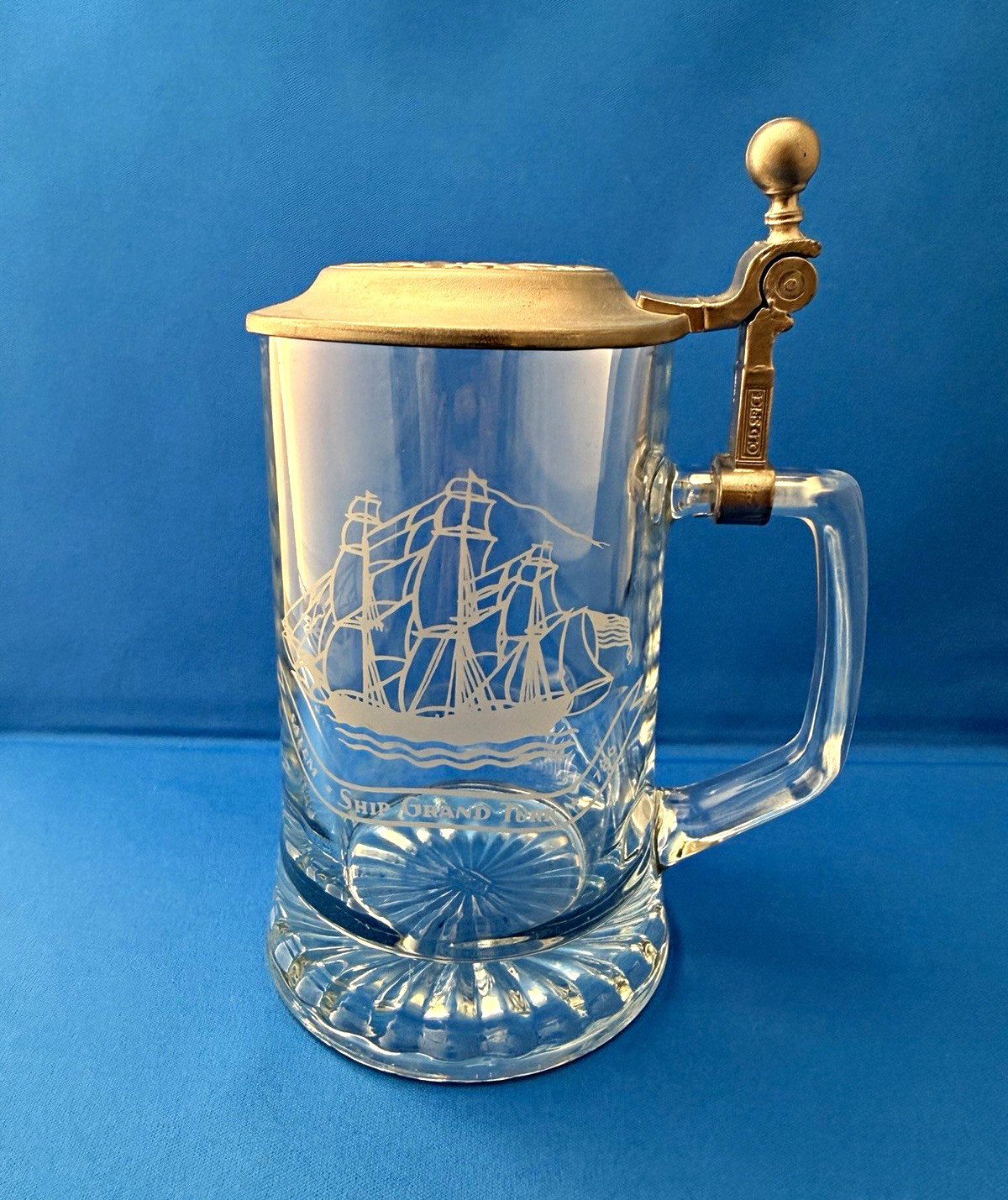 Vintage Old Spice ALWE Salem Ship Grand Turk 1786 Beer Stein Pewter Lid Germany