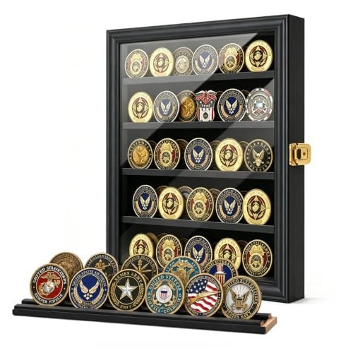 Coin Display Case, Lockable Cabinet, Wood Wall Mount, Black, Small Coin Display Case, Lockable Cabinet, Wood Wall Mount, Black, Small