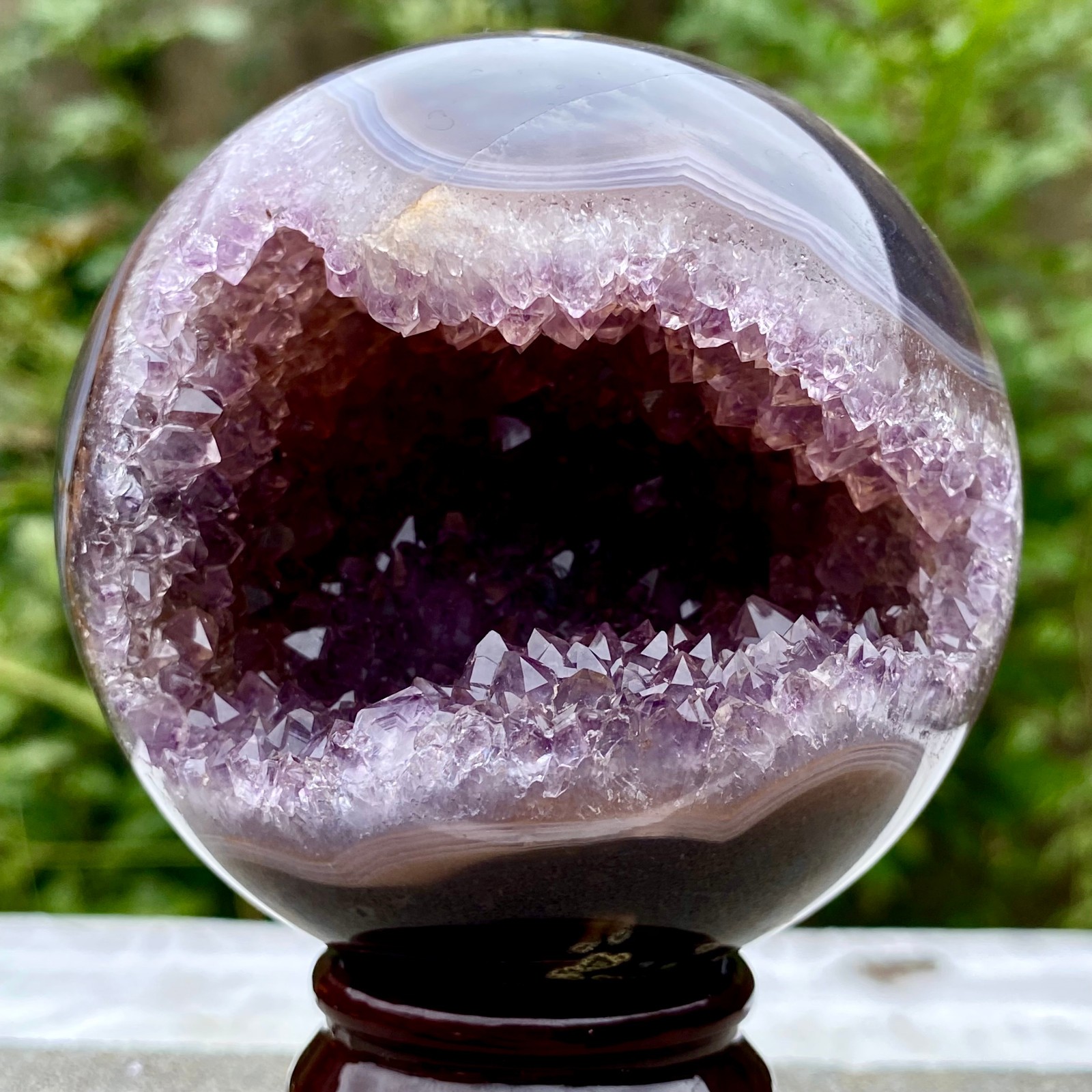 1.2LB Polished Purple Amethyst Agate Sphere Gemstone Crystal Ball Reiki Med