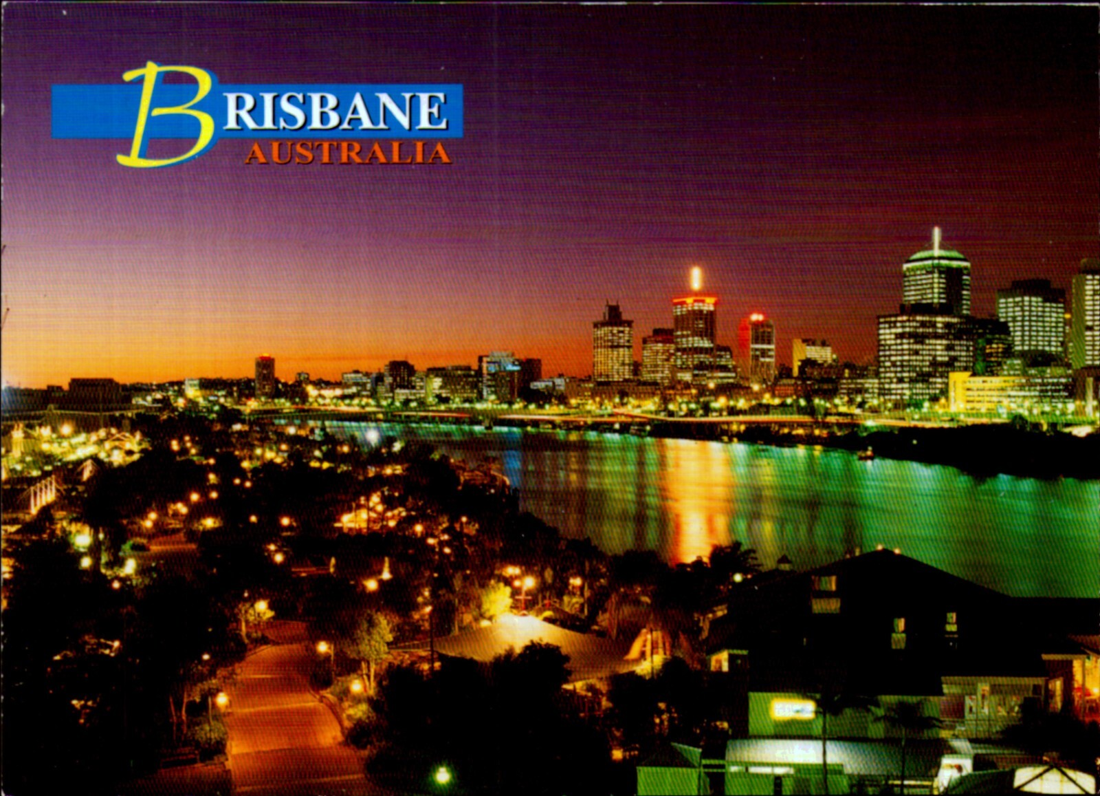 Brisbane Queensland Postcard. Australia River Buildings Old Vintage