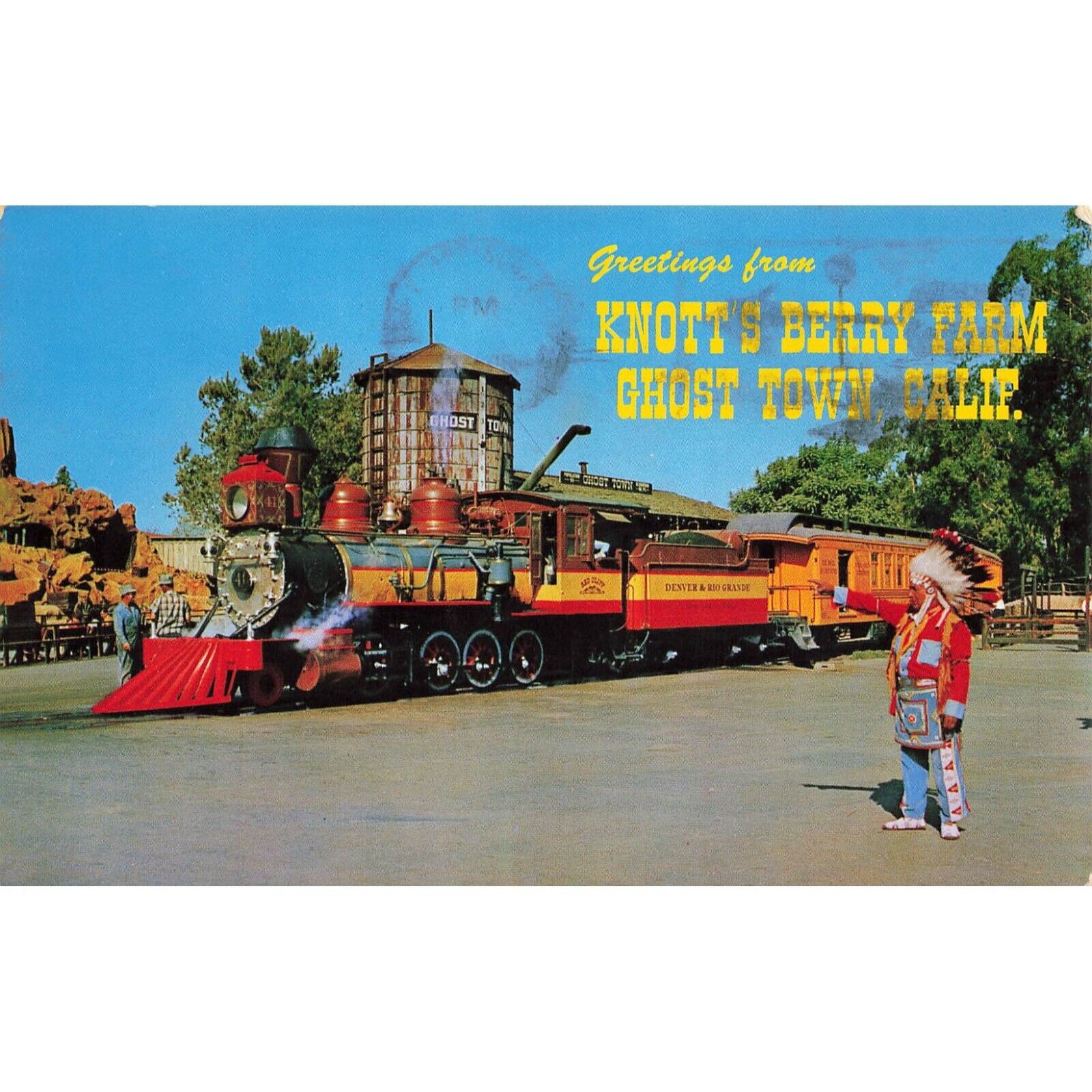 Postcard Greetings from Knott\'s Berry Farm, Ghost Town, Calif. Vintage Chrome Po