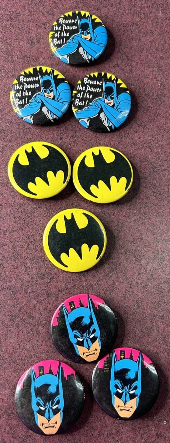 1989 Batman Button Collection DC Comics Pin Rare Original Lot of 9 Buttons