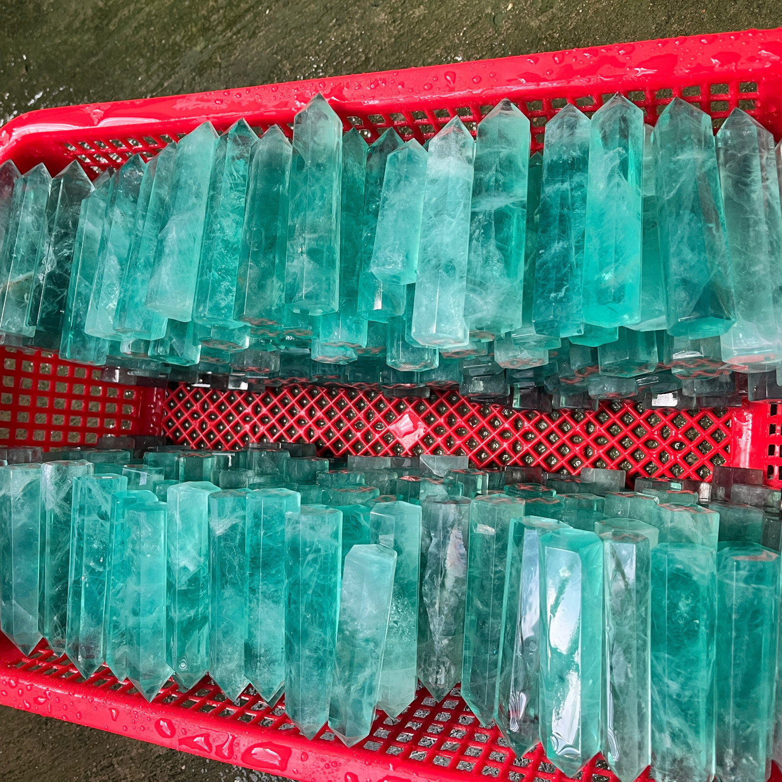 2.2LB Natural Green Fluorite Stone Quartz Crystal Point Healing Reiki Wand decor