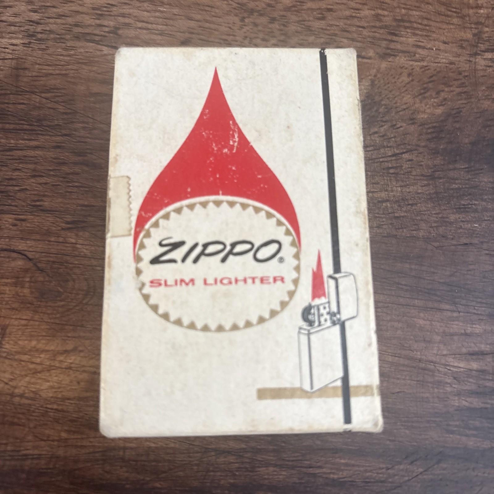 Vintage 1970s Zippo Empty Box Only Brush Finish Red Flame Cardboard