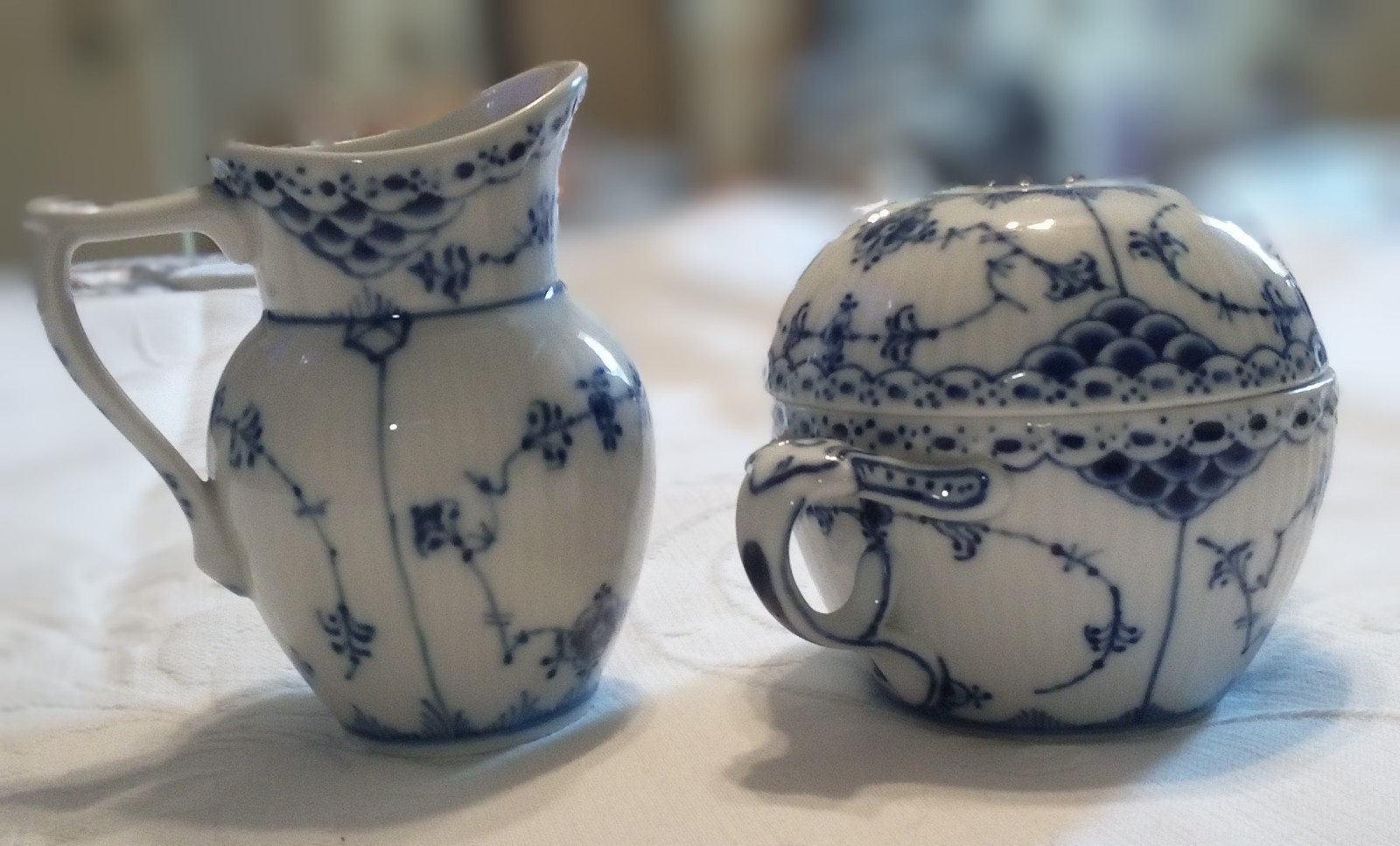 Vintage Royal Coppenhagen Creamer and Sugar Bowl Set of 2