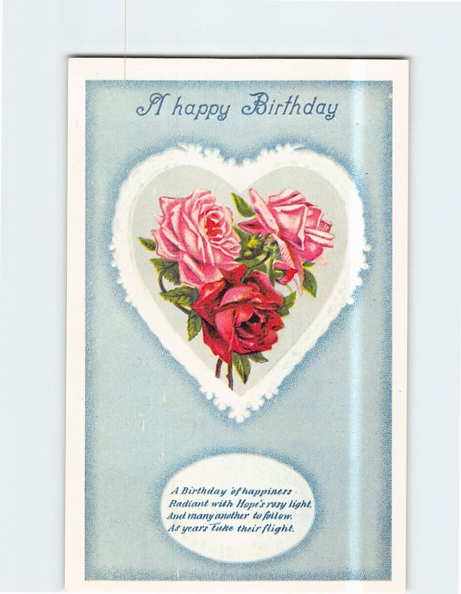 Postcard A Happy Birthday Card Roses Art Print