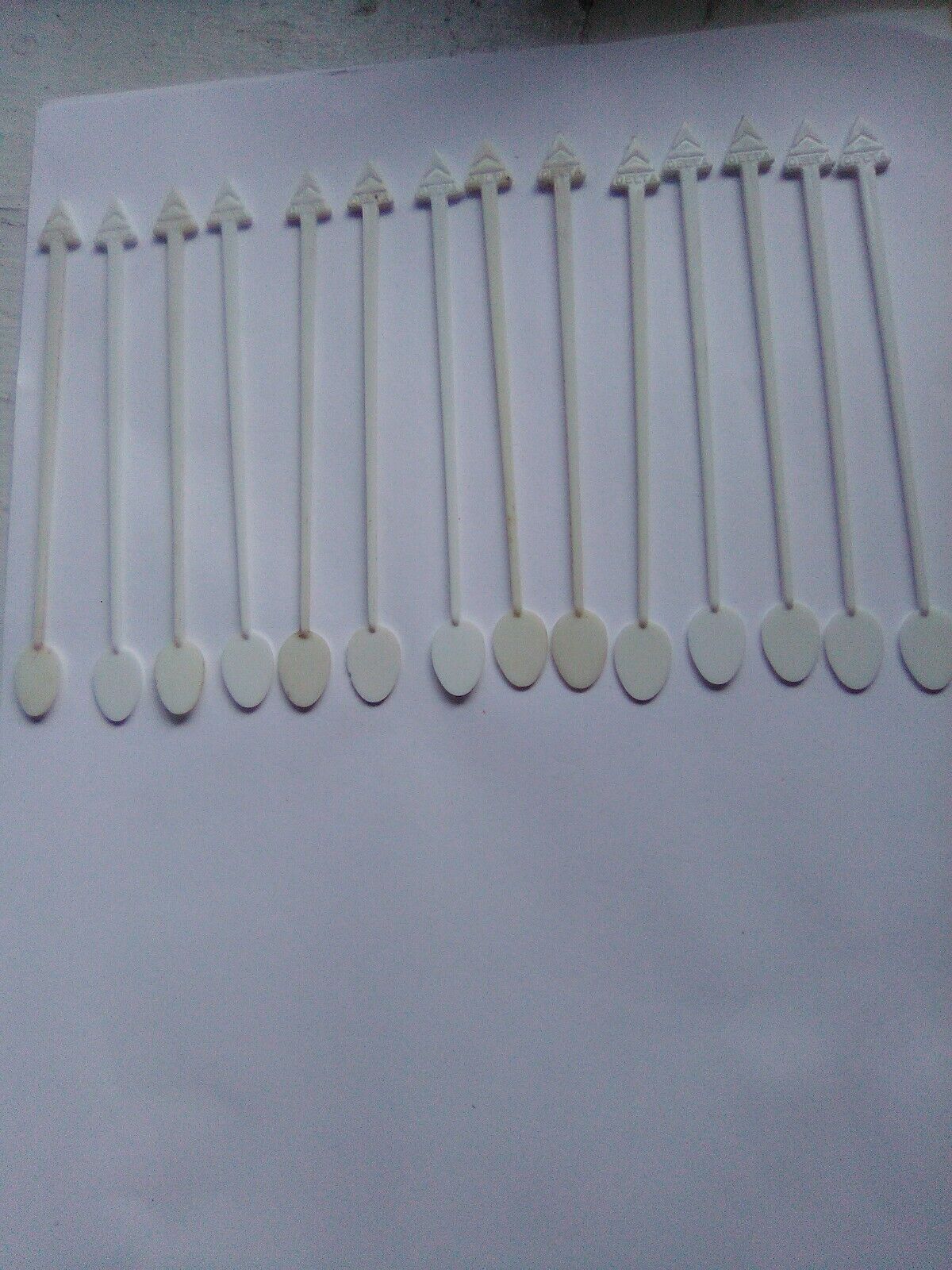 14 Delta Airlines Swizzle Sticks Drink Stirrers FLAT Spoons White plastic. 