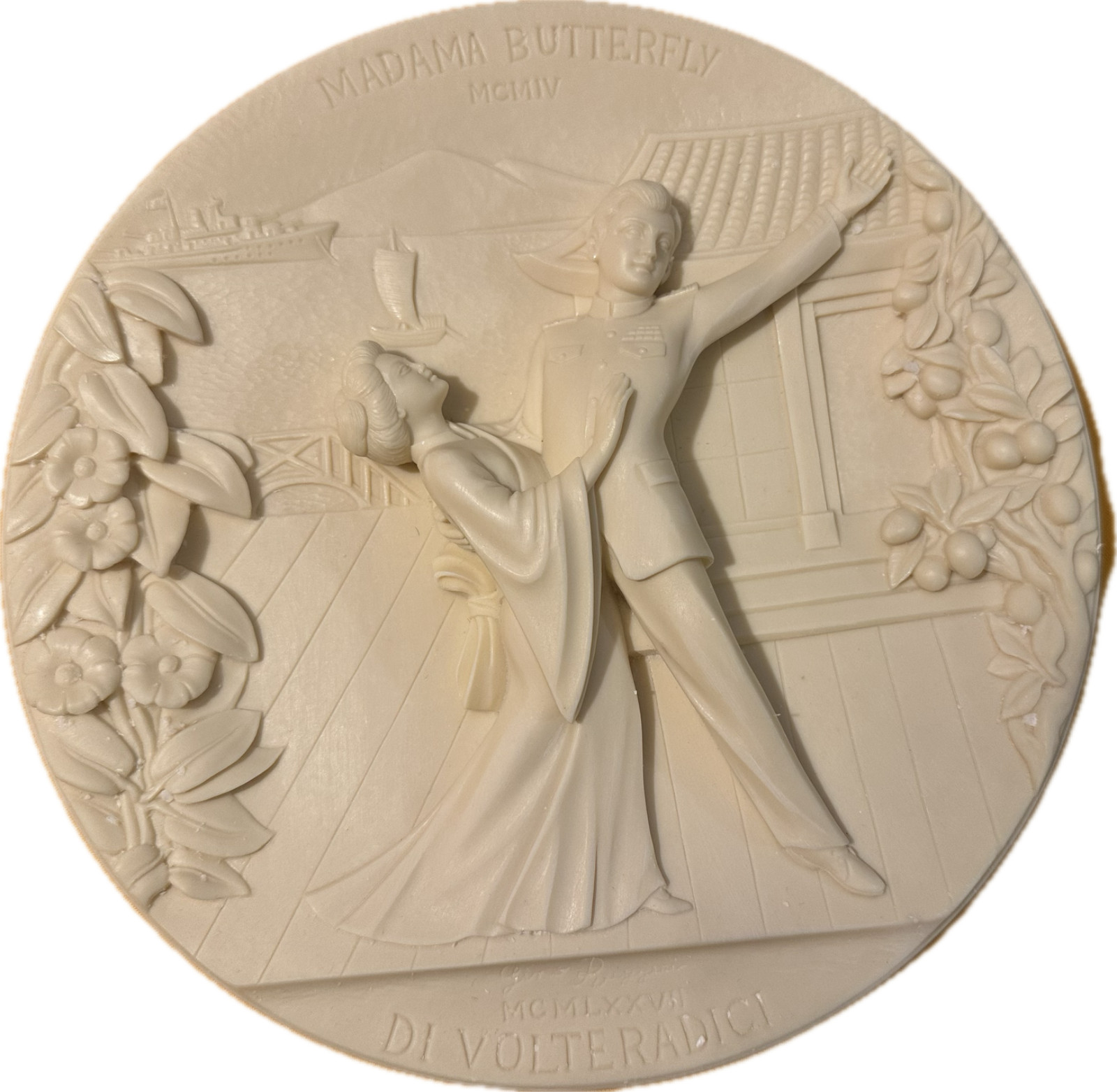 1904 Madama Butterfly La Scala Alabaster 3-D Collector Plate Gino Ruggeri