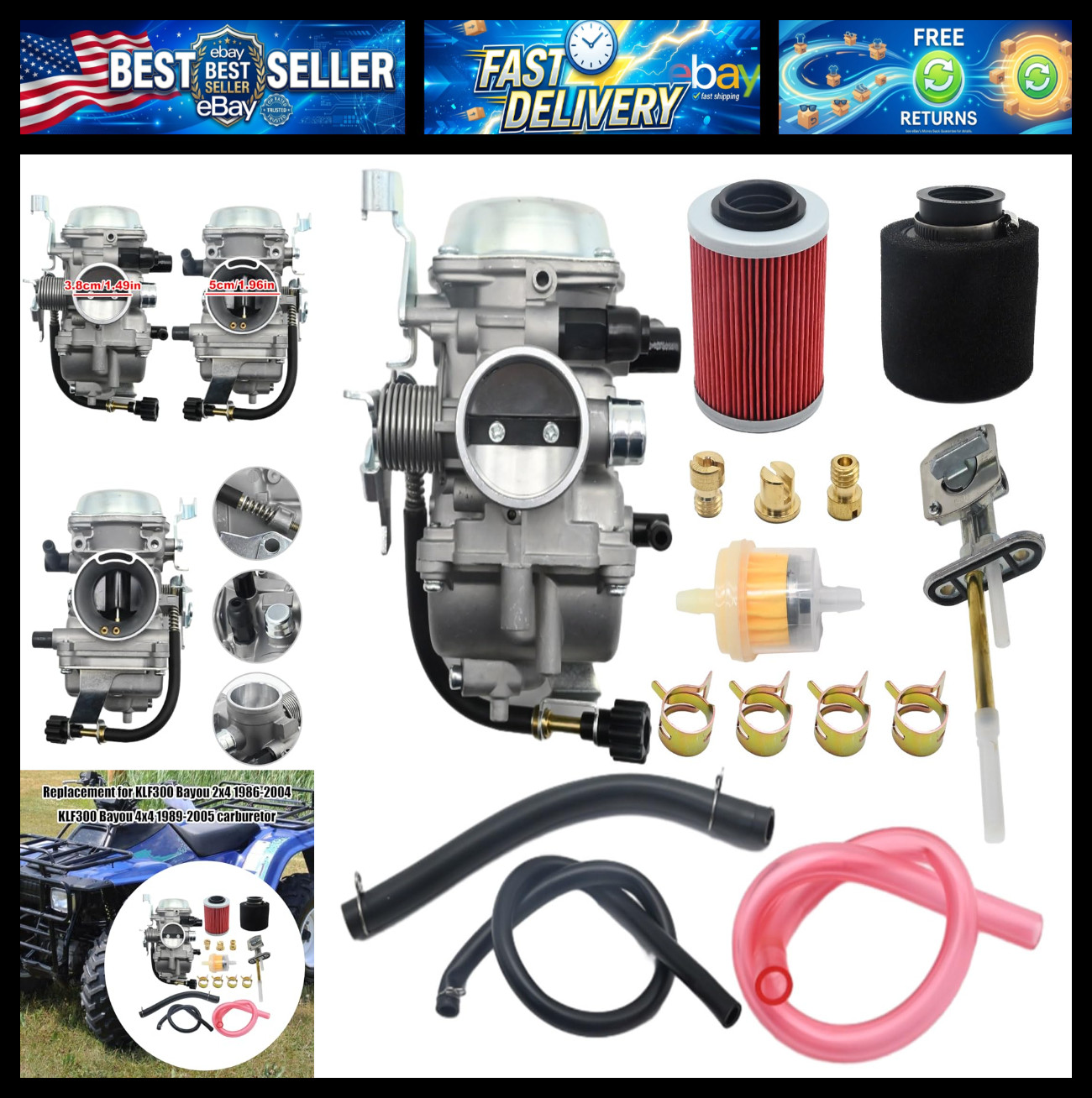 Anxingo KLF300 Carburetor Replacement for Kawasaki Bayou 300 KLF300B 2x4 1986-20