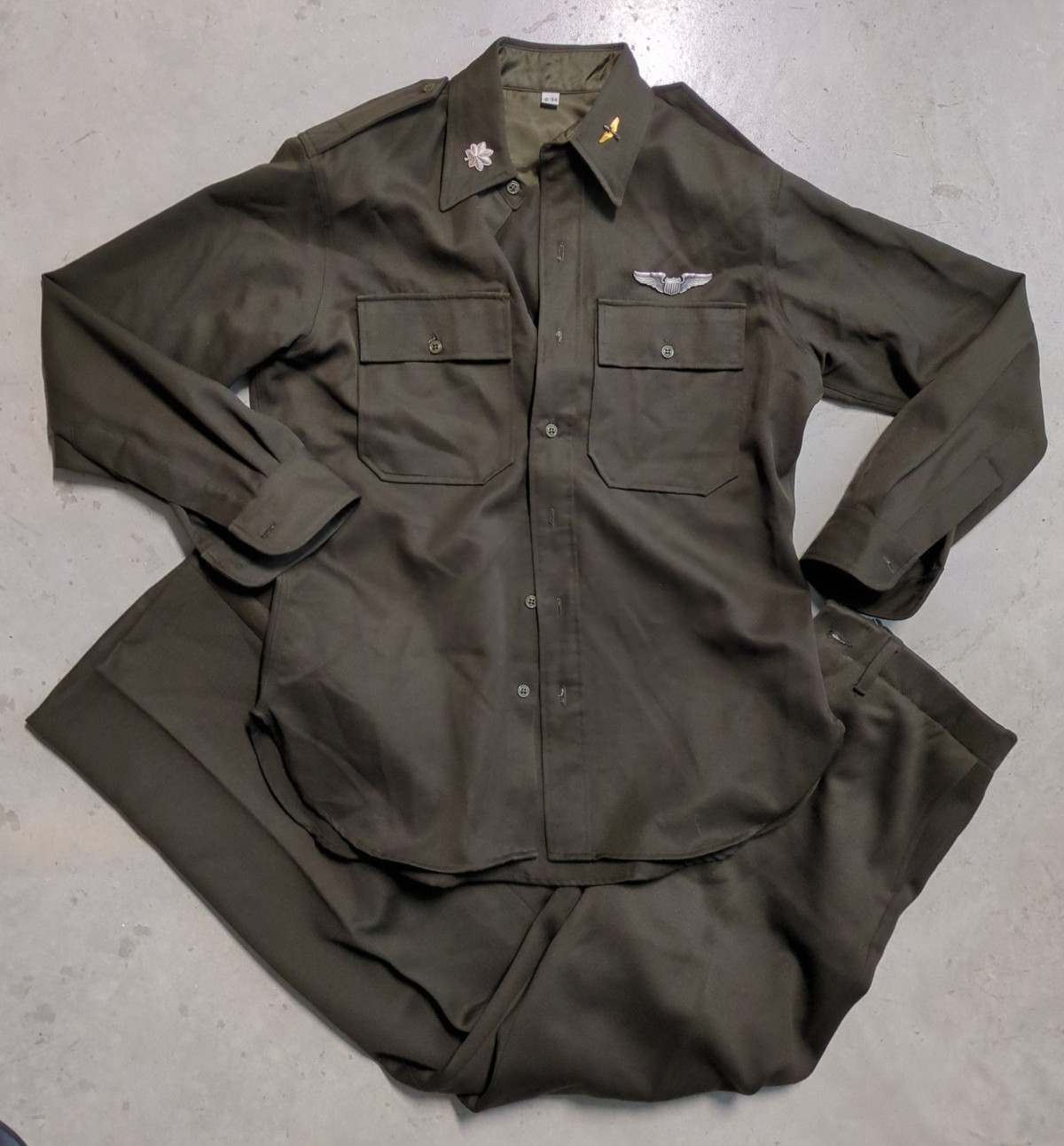 WWII Impressions USAAF Army Air Officer Service Dress Uniform Pants 34 & Shirt L