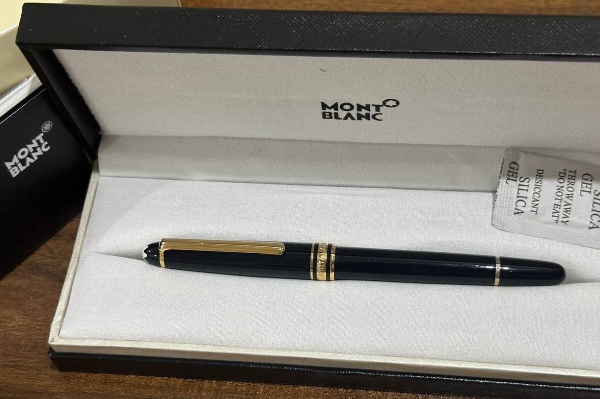 Black Gold Trim MB Meisterstück 163 Rollerball Pen Luxury Collector’s NIB
