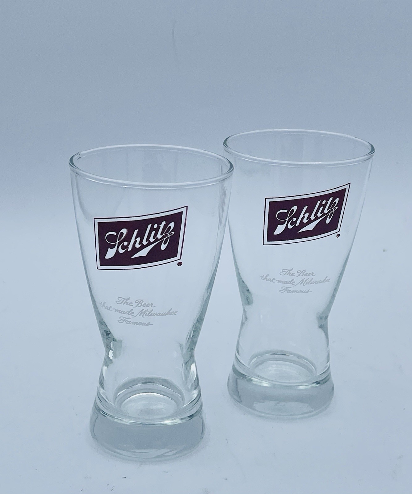 2 Vtg Schlitz Pilsner Sham Beer 10oz Glasses 6\