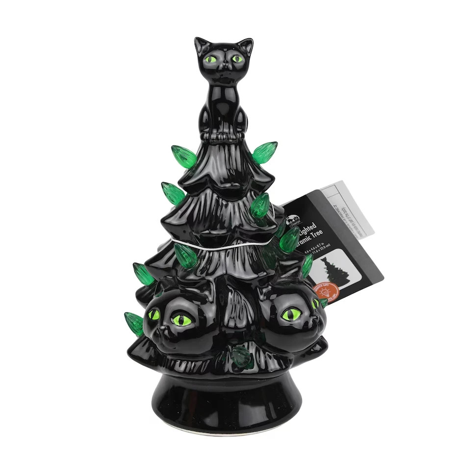 LED Lighted Ceramic Tree Choose Black Cats OR Jack O Lanterns apprx 8