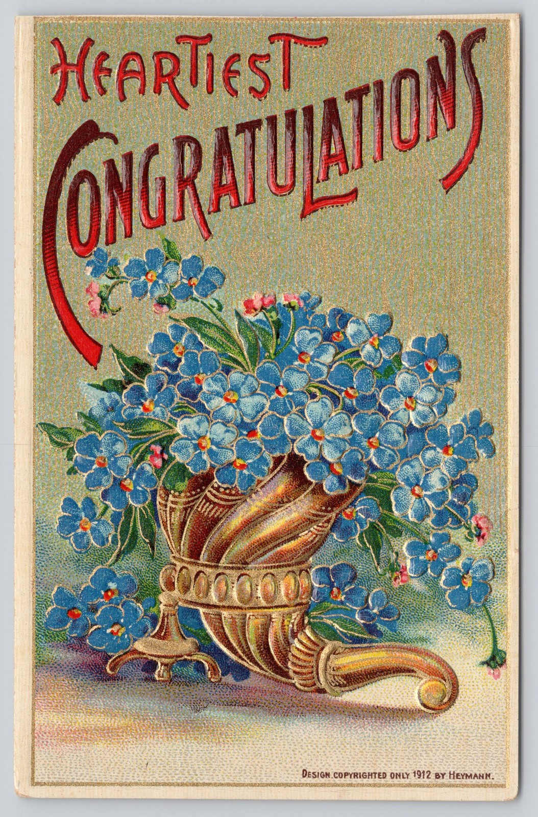 Heartiest Congratulations Embossed Postcard Germany c1912