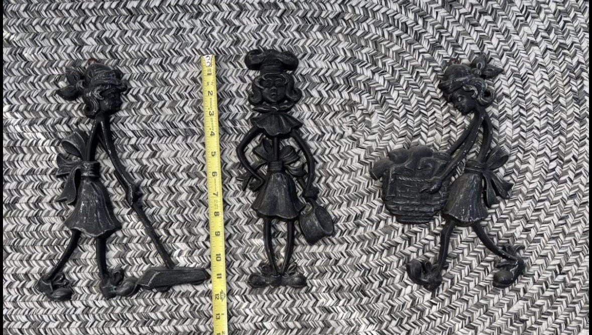 Vintage Sexton Wall Plaques – Set of 3 Cast Aluminum Women in Domestic Chores