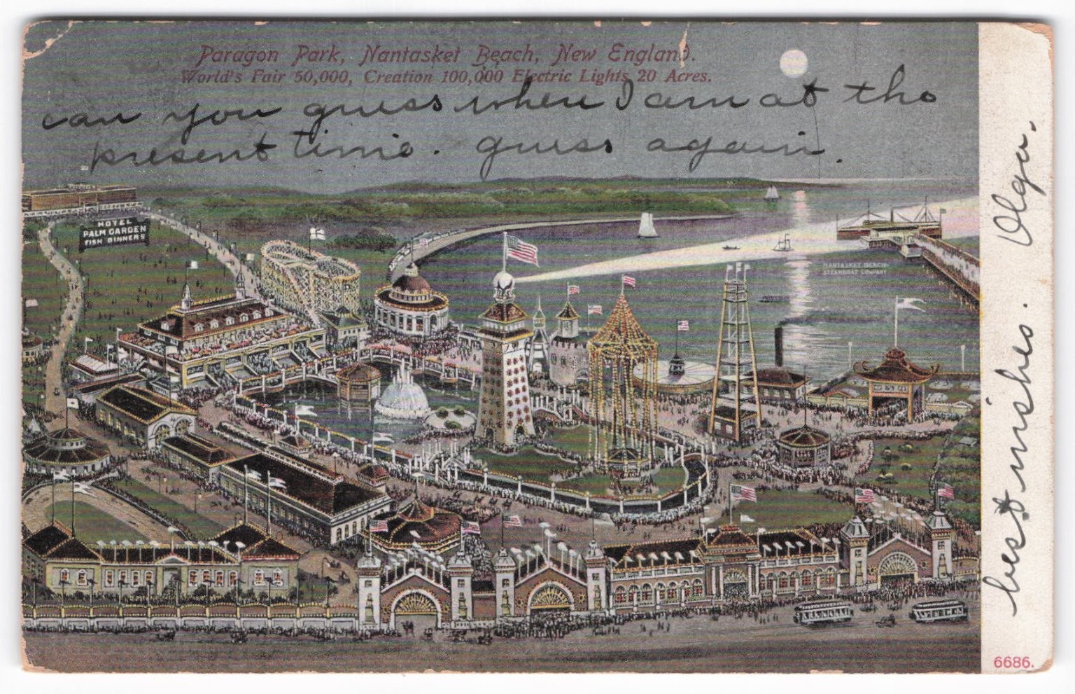 VTG 1906 Paragon Park Nantasket Beach MA Amusement Park Postcard Hingham Mass VTG 1906 Paragon Park Nantasket Beach MA Amusement Park Postcard Hingham Mass